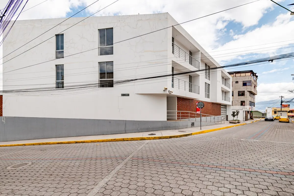 A residential street in the San Juan neighborhood on the hillside above Quito's Old Town