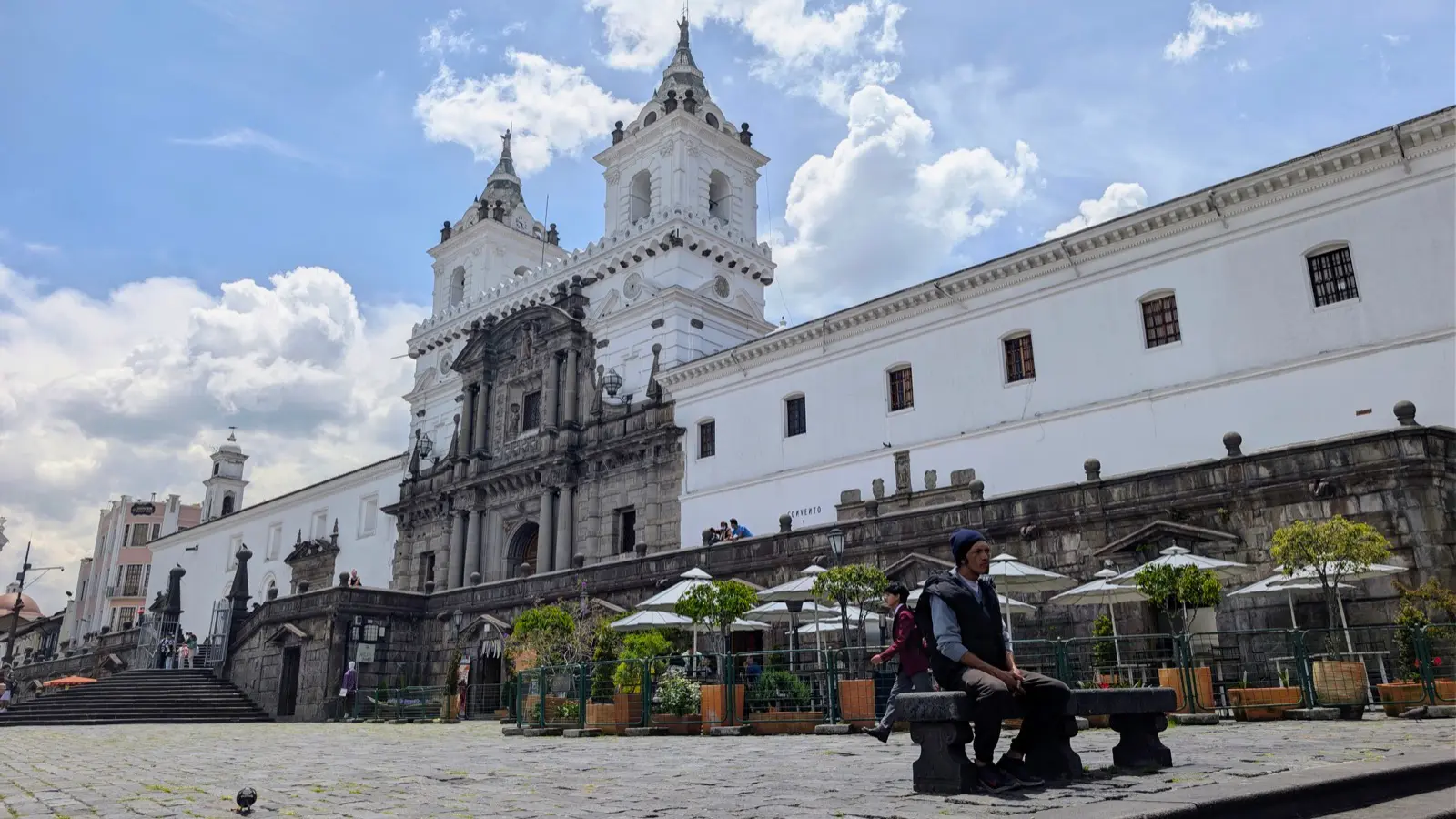 Plaza de San Francisco with the white church of San Francisco, the landmark next to the market