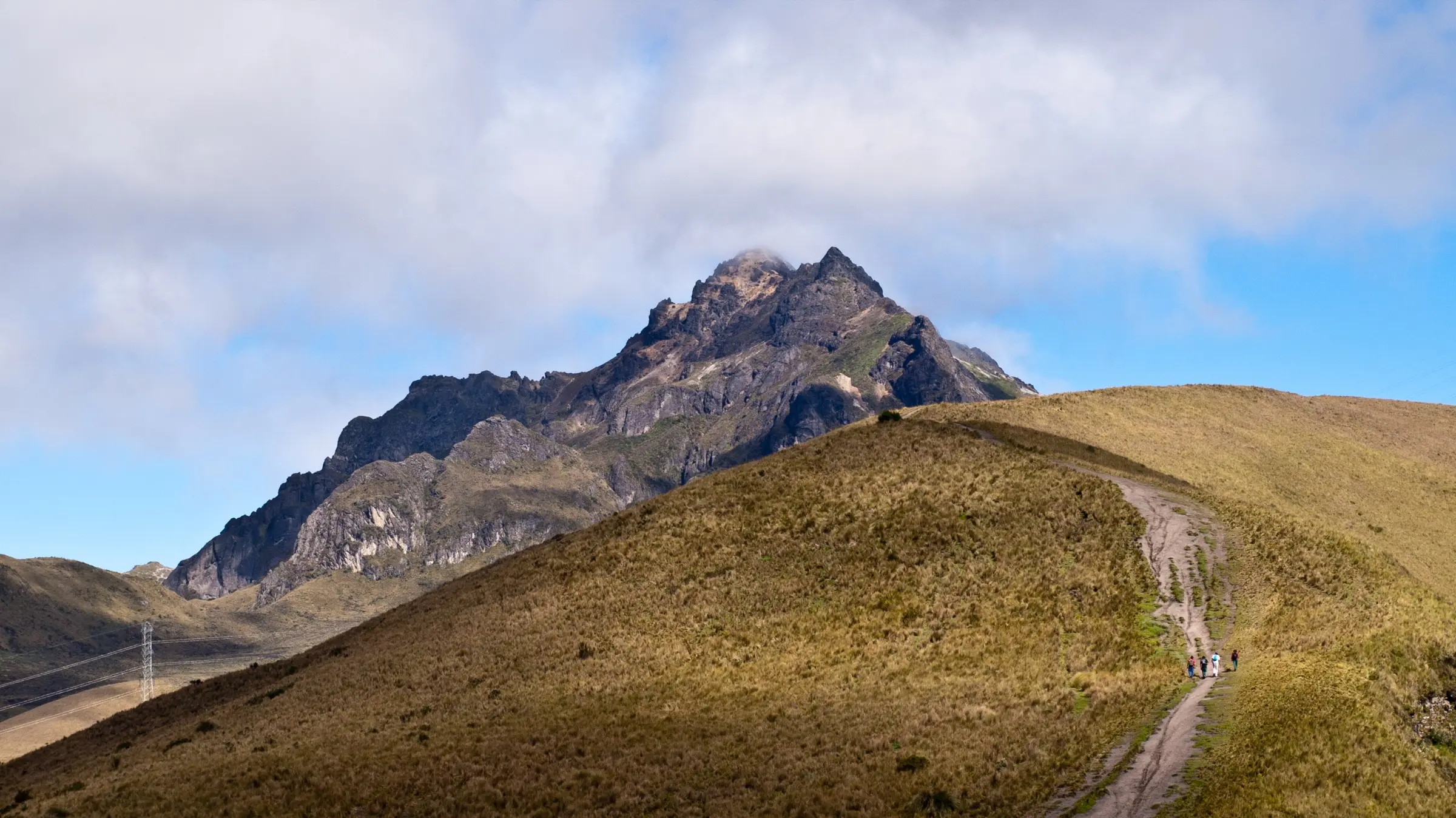 Rucu Pichincha and its summit trail seen from the ridge above Quito