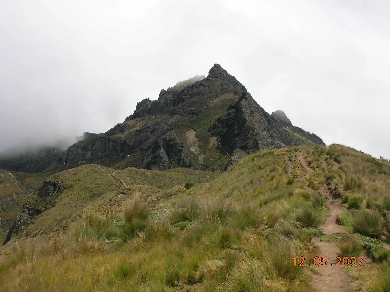 Hikers on the rocky trail toward the summit of Rucu Pichincha above the TelefériQo station